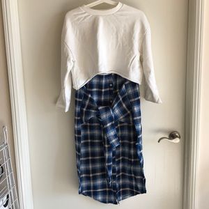 Stylenanda white blue plaid tshirt dress